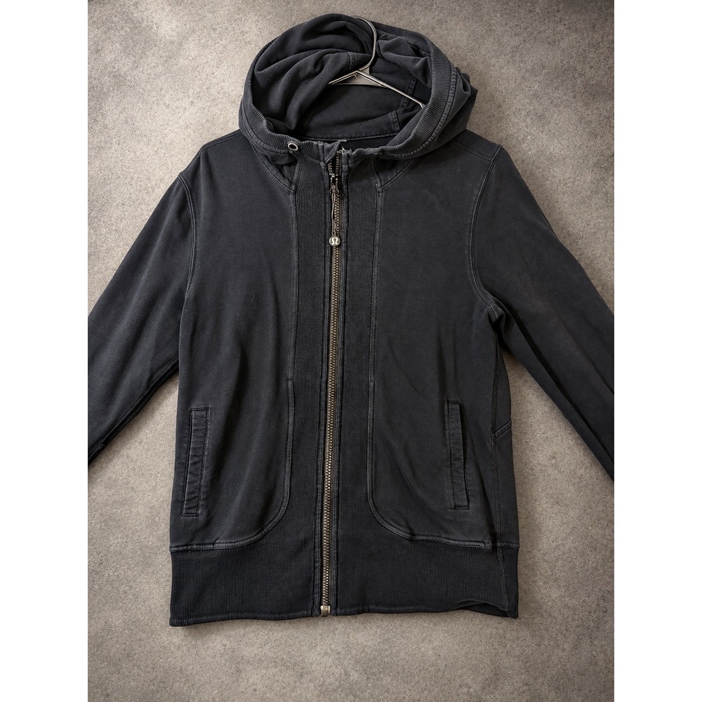 Lululemon Scuba Full Zip Hoodie Womens 6 Faded Black Cotton Fleece Jacket